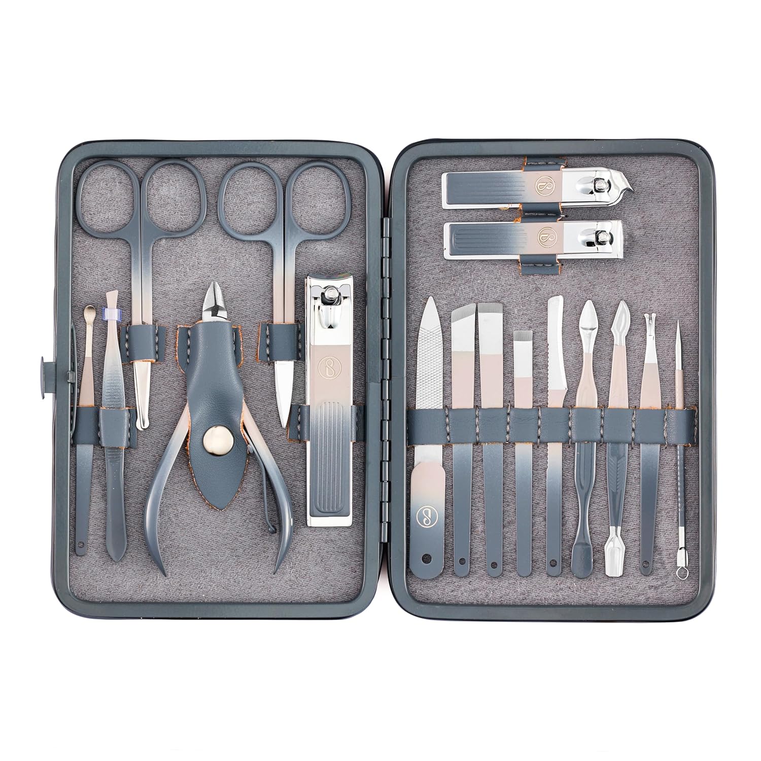 Nail Cutter Set – 17-in-1 Manicure Pedicure Kit for Men & Women | Premium Stainless Steel Nail Clipper Set with Cuticle Trimmer, Grooming Tools & Leat