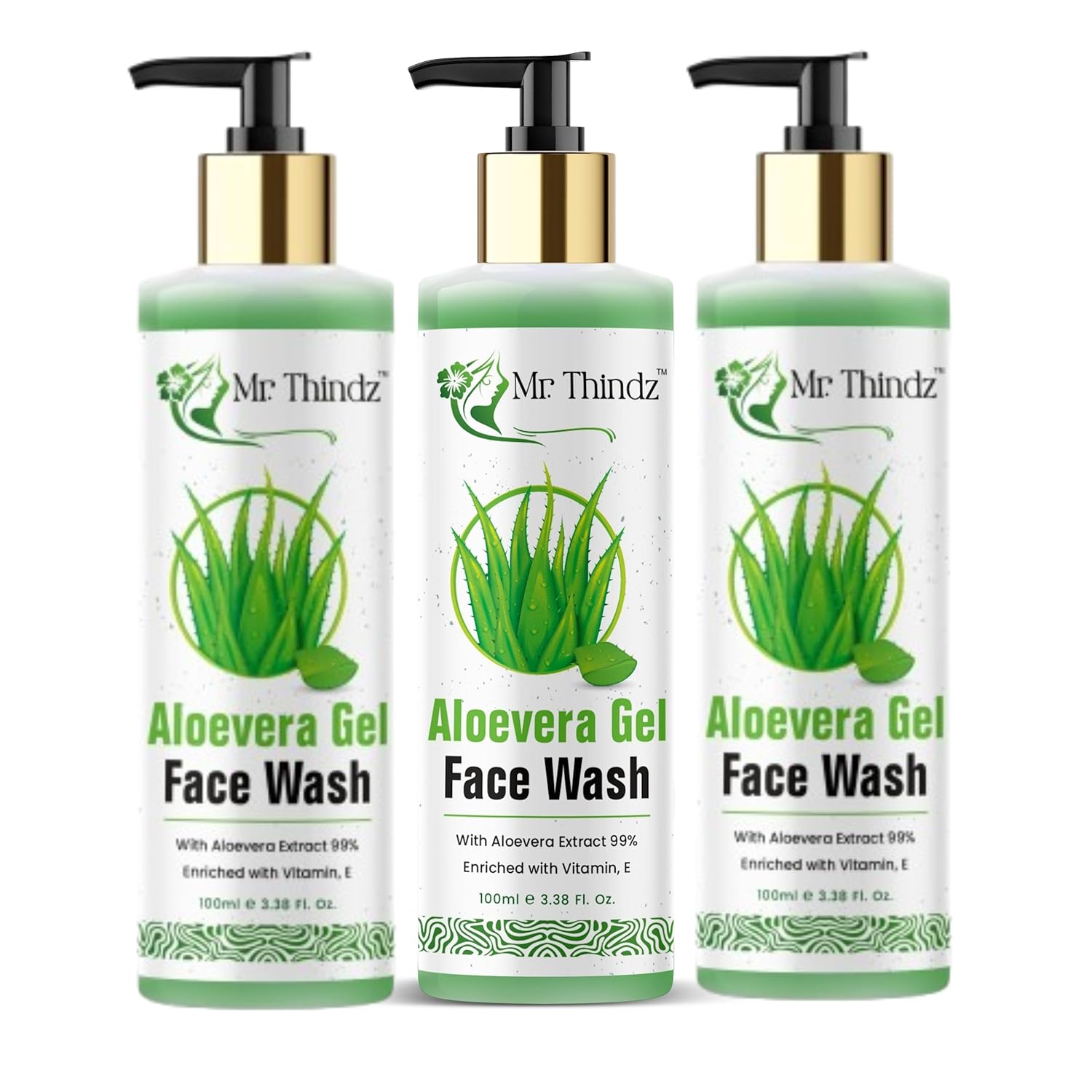 Aloe Vera Gel Face Wash 100ml, Natural Aloe Vera Face Cleanser for Glowing Skin, Hydrating Soothing Anti-Acne Gel Face Wash for Men & Women, Suitable 