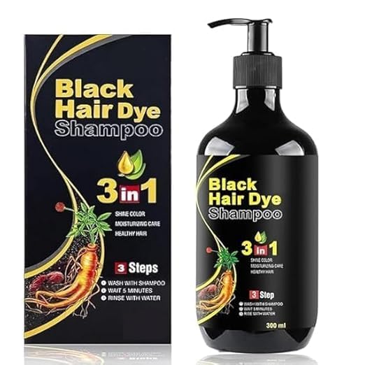 Herbal 3 in 1 Dye Instant Black Hair Shampoo for Women & Men Organic Shampoo Herbal 3 in 1 Dye Instant Black 100% Coverage (300Ml)